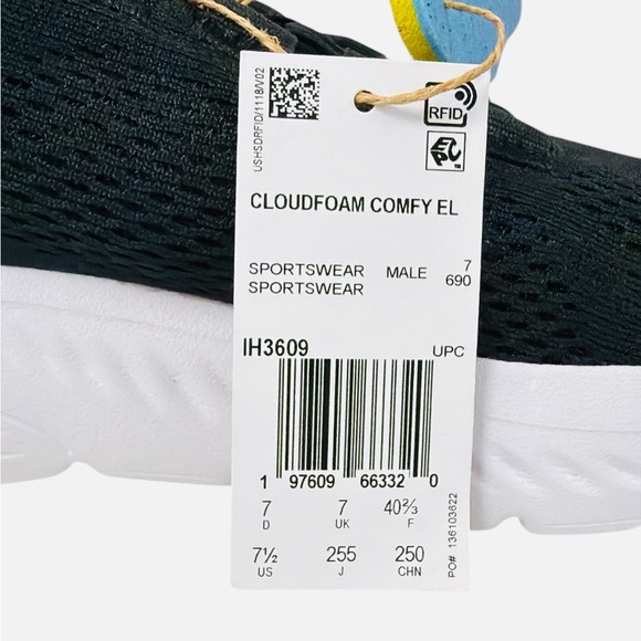 Adidas Mens Cloudfoam Comfy Elastic Lace Sneaker Shoes Black/Red IH3609 Size 7.5 - Picture 13 of 14